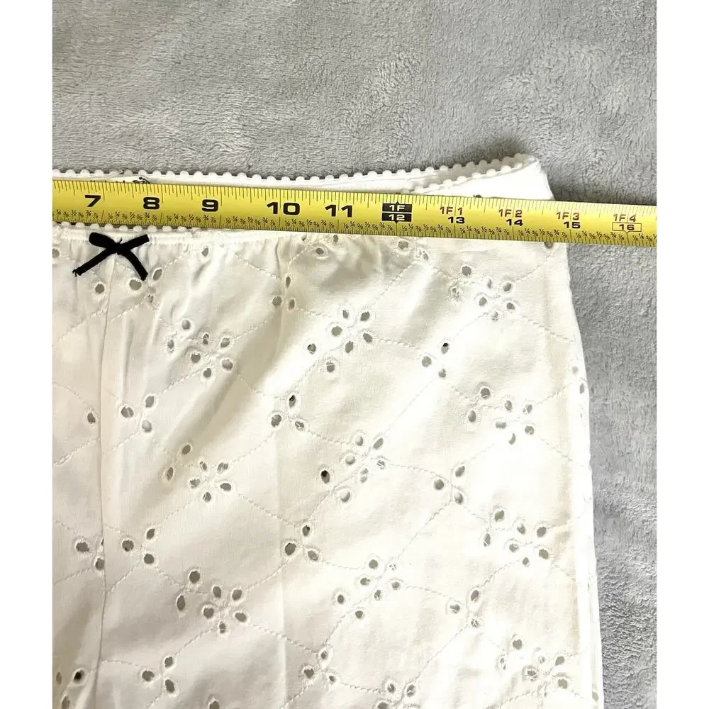 Free People Intimately Ivory Eyelet Size L Capri Pants Crop Coquette Flirty NEW